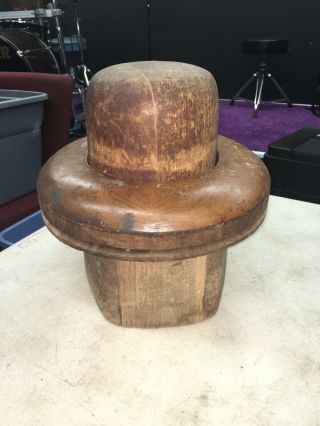 Antique Vintage 4 Piece Wood Block Mold Hat Making Form Size 7 1/4