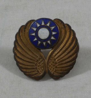 Vintage Wwii Chinese Air Force Cap Badge Pin China