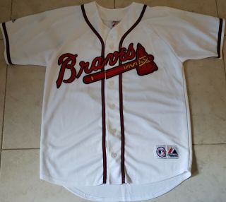 Vintage Majestic Aithentic Atlanta Braves Chipper Jones 10 Sewn Stitched Jersey