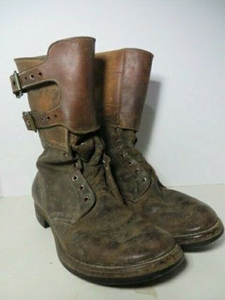 Authentic Pair Ww2 Wwii Us Army Combat Boots Double Buckle Sz10