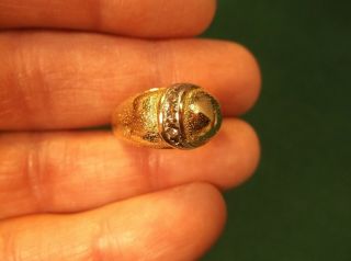 Very Pretty Vtg Mid - Century Modern? Ladies 14k Yellow Gold & Diamond Dome Ring