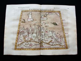1599 Ptolemy: Map Tabula Africae Ii°: North Africa Lybia Sicily Sardinia