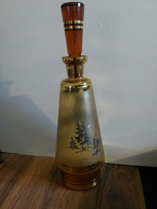 Vintage Elk Decanter Bottle Smoked Glass Amber with Stopper 3