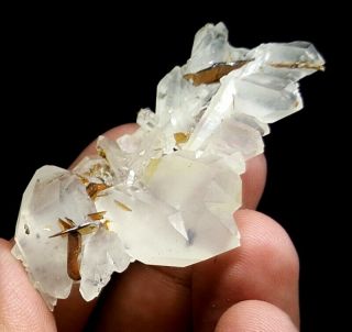 14 Grams Wow Dazzling Rare Brookite Cluster On Faden Quartz Crystal Specimen