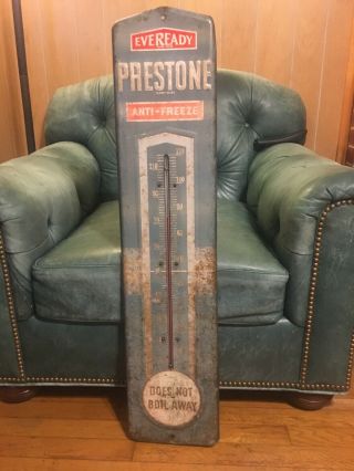 Prestone Advertising Thermometer Sign Gas And Oil