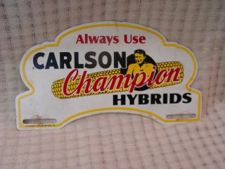Carlson Hybrids Corn Seed Feed Metal Advertising License Plate Topper