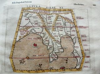 1599 PTOLEMY map: TABULA ASIAE XI°: ASIA,  INDIA,  EAST INDIES,  MALAYSIA 2