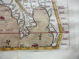 1599 PTOLEMY map: TABULA ASIAE XI°: ASIA,  INDIA,  EAST INDIES,  MALAYSIA 3