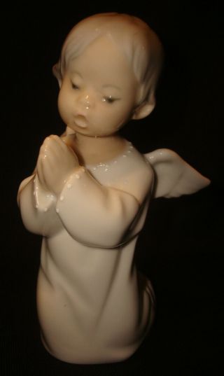 Vintage Lladro Spain Porcelain Angel Cherub W/wings Kneeling Praying 5” Figurine
