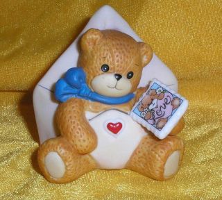 Cute Porcelain Lucy Rigg & Me Teddy Bear As Envelope Mail Letter Figurine 1994