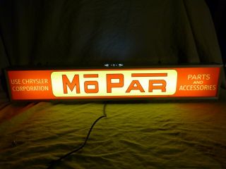 Lighted Mopar Parts & Service Lighted Dealership Sign Chrysler Plymouth Sign