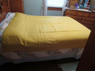 Vintage Polyester Blanket 72 " X 90 " Golden Yellow Full Size Blanket