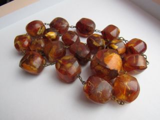 143 Gram Huge Old Ussr Pressed Amber Beads Necklace