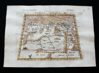 1599 Ptolemy: Map: Tabula Africae Iii° North Africa,  Lybia Egypt Tripoli