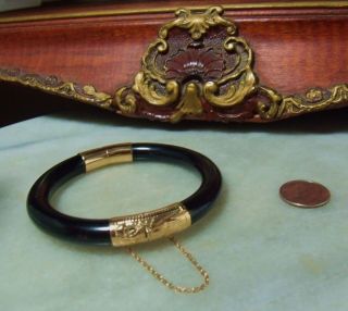 Art Deco Era Vintage 14k Gold Heavy Jade Jadeite 230 Cts Bangle Bracelet