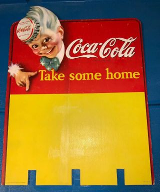 1947 Coca - Cola " Take A Case Home " Sprite Boy Logo Cardboard Rack Ad Sign