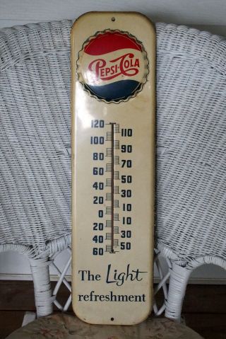 Vintage,  1954 Pepsi - Cola Tin Advertising Thermometer,  Shape