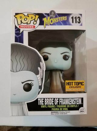Funko Pop Bride Of Frankenstein Movie Monsters 113 Gitd Hot Topic Exclusive