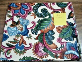 Waverly Pinehurst Jacobean Pattern Blue Cotton Fabric 3.  7 Yd 55 " W Scotchgard Fin