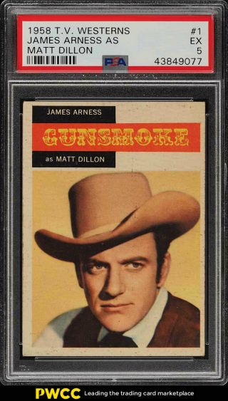 1958 Topps Tv Westerns James Arness As Matt Dillon 1 Psa 5 Ex (pwcc)