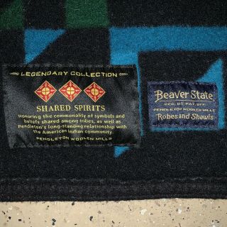 Vintage Pendleton Beaver State Wool Blanket Shared Spirits 72” Rainbow Aztec 3