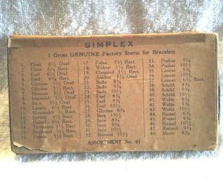 Vintage Trades And Factories Factory Salvage Bracelet Stems Simplex 81 Box Set