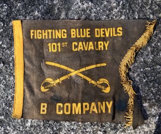 Vintage 50’s - Fighting Blue Devils 101st Cavalry - Flag Felt Pennant