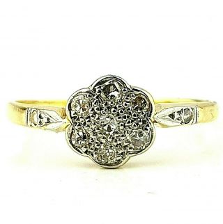 Antique Art Deco 18ct Gold & Platinum Diamond Daisy Ring