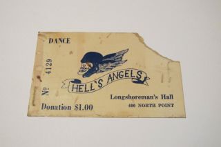 Vintage Hells Angels Fundraiser Ticket,  Dance - Longshoreman 