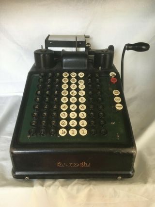 Burroughs Antique/vintage Hand Crank 8 Column Adding Machine Well
