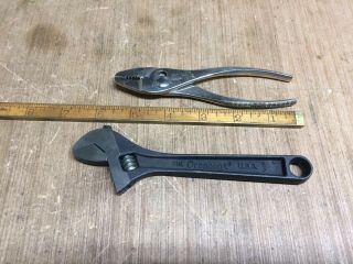 Vintage Crescent 6” Adjustable Wrench Nos & 5 - 1/2” Crescent Slip Joint Pliers