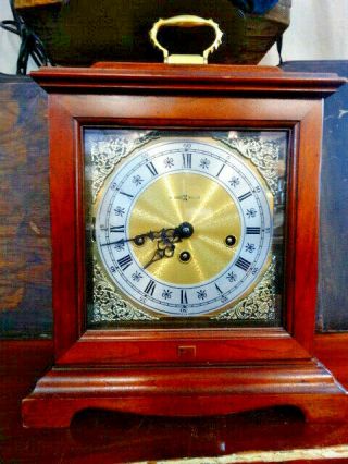 Vintage Howard Miller Two Jewel Chime Mantle Clock 340 - 020 West Germany W/key