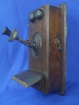Vintage Antique Kellogg Hand Crank Wall Telephone W/oval Front Wood Case.  Scarce
