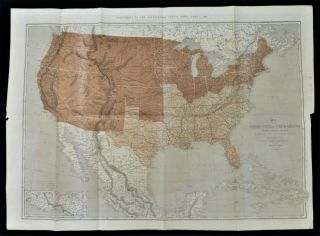 Large Antique Map United States Civil War Illustrated London News Ettling 1861
