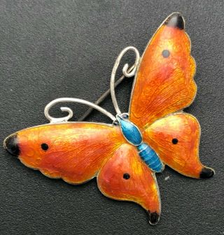 Very Fine Thomas L Mott Silver And Enamel Butterfly Brooch