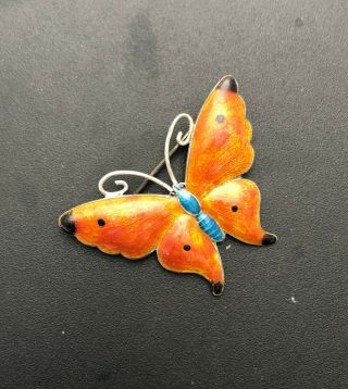 very fine Thomas L Mott silver and enamel butterfly brooch 2