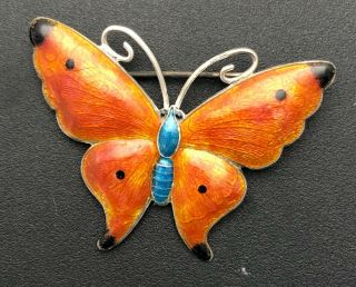 very fine Thomas L Mott silver and enamel butterfly brooch 3