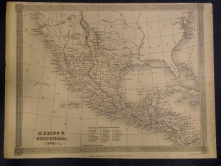 Antique Map Of Mexico And Guatemala