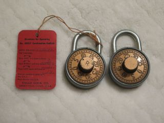 Set Of 2 Vintage Eagle Lock Co.  Combination Padlock (with Combo 