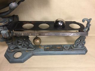 Antique Henry Troemner Scale No 44 w/ Blue Metal Decorative Base Ball Weight 2