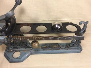 Antique Henry Troemner Scale No 44 w/ Blue Metal Decorative Base Ball Weight 3
