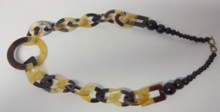 Vintage Man - Made Tortoise Shell Designe Lucite (plastic) Chunky Necklace