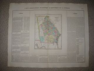 Huge Folio Antique 1825 Georgia Carey & Lea Buchon Map Atlanta Native Indian Nr