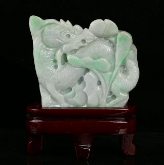 Cert ' d Natural Green Grade A Jade jadeite Sculpture statue dragon 龙 r13531281 2