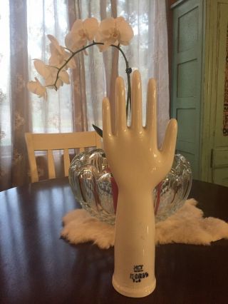 Vintage White Ceramic 15 1/2 " Hand Shaped Porcelain Glove Mold