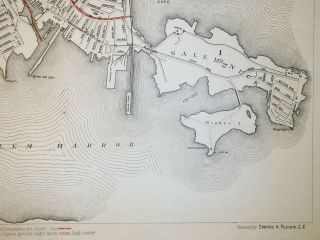 1891 Map City of Salem Winter Island Salem Neck Kernwood Mass MA Old 2