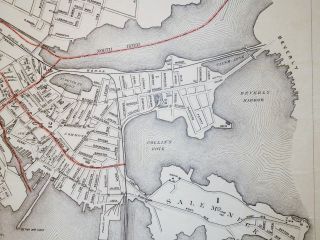 1891 Map City of Salem Winter Island Salem Neck Kernwood Mass MA Old 3
