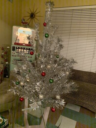 Vintage 4 Ft.  Pom Pom Royal Pine Aluminum Christmas Tree (50 Branches)