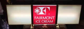 Vintage Fairmont Ice Cream Lighted Sign Antique Ice Cream Dairy Advertising