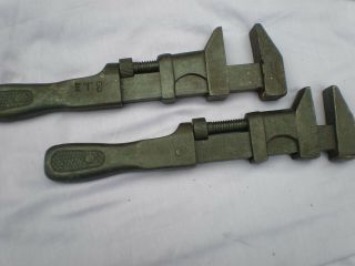 (2) Vintage Girard Wrench Mfg.  Co.  - Railroad Adjustable 12 " Monkey Wrench